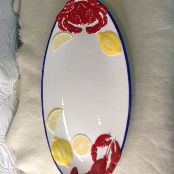 VTG Sonoma Life Style Nantucket Collection Platter with Lobster/Lemons; New Eng. - Picture 1 of 5